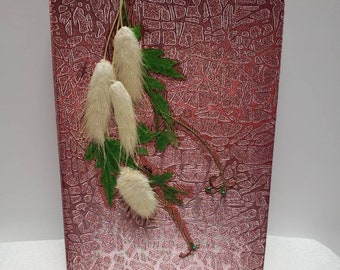 Journal, Floral, Pressed Flowers, Rhinestones, Hare's Tail Grass, Notebook, Guestbook, Diary, Art