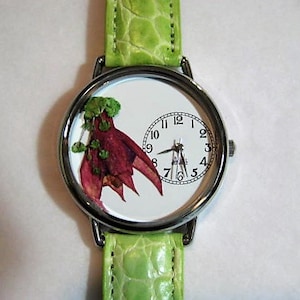 Women&#39;s Watch, Fuchsia with Baby&#39;s Breath, Pressed Flower Watch