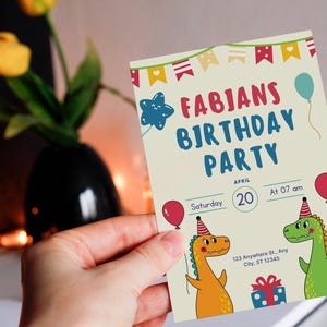Dinosaurier-Geburtstagskarte T-Rex Einladungskarten Kindergeburtstag - Dino Party
