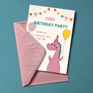 Dinosaurier-Geburtstagskarte T-Rex Einladungskarten Kindergeburtstag - Dino Party
