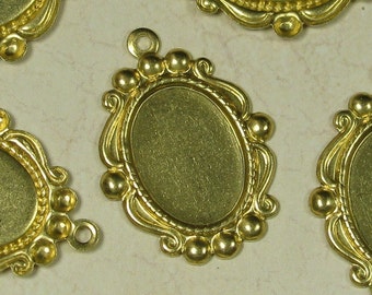 12 Raw Bare Naked Brass 10 x 8 Setting Cameo Cabochon Stone 810