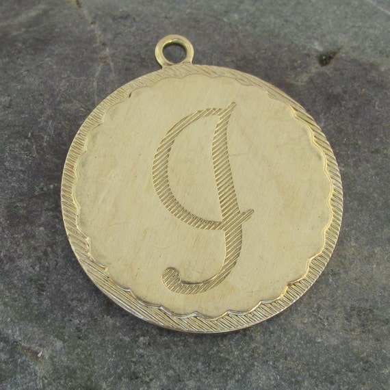 Large Round Brass Letter J Initial Charms for Bracelets or