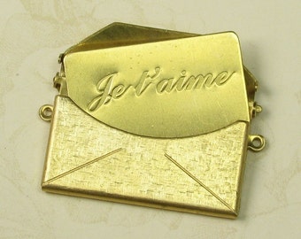 Brass Textured Envelope Je t'aime Message Insert I Love you Letter Insert 745TJ - 24 pieces