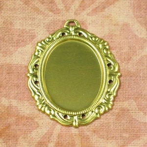 Oval Brass Flat Back Stone Cameo or Cabochon Setting 25x18 Jewelry Findings 181 - 6 pieces