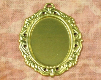 6 Raw Bare Naked Brass Cameo Setting 25x18 Jewelry Findings 181