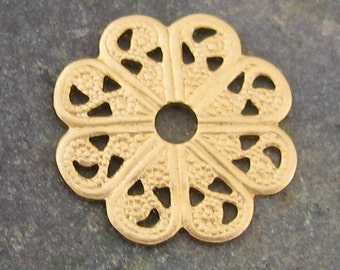 Small Round Brass Filigree with center hole 1387 - 12 each