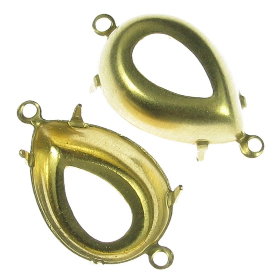 Brass Pear Settings 18x13 With 2 Rings 932 12 Pieces Etsy