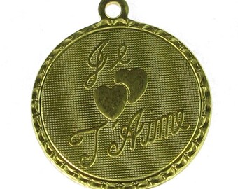 Je t'aime Brass Charms French Charms 19mm 655 - 6 Pieces