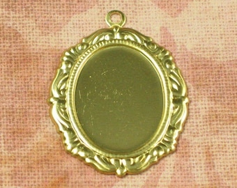 Brass Oval Cameo Cabochon Setting 18x13 Finding 588 - 12 Pieces