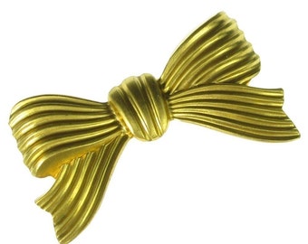 4 Raw Brass Large Stripped Bow Jewelry Finding 912