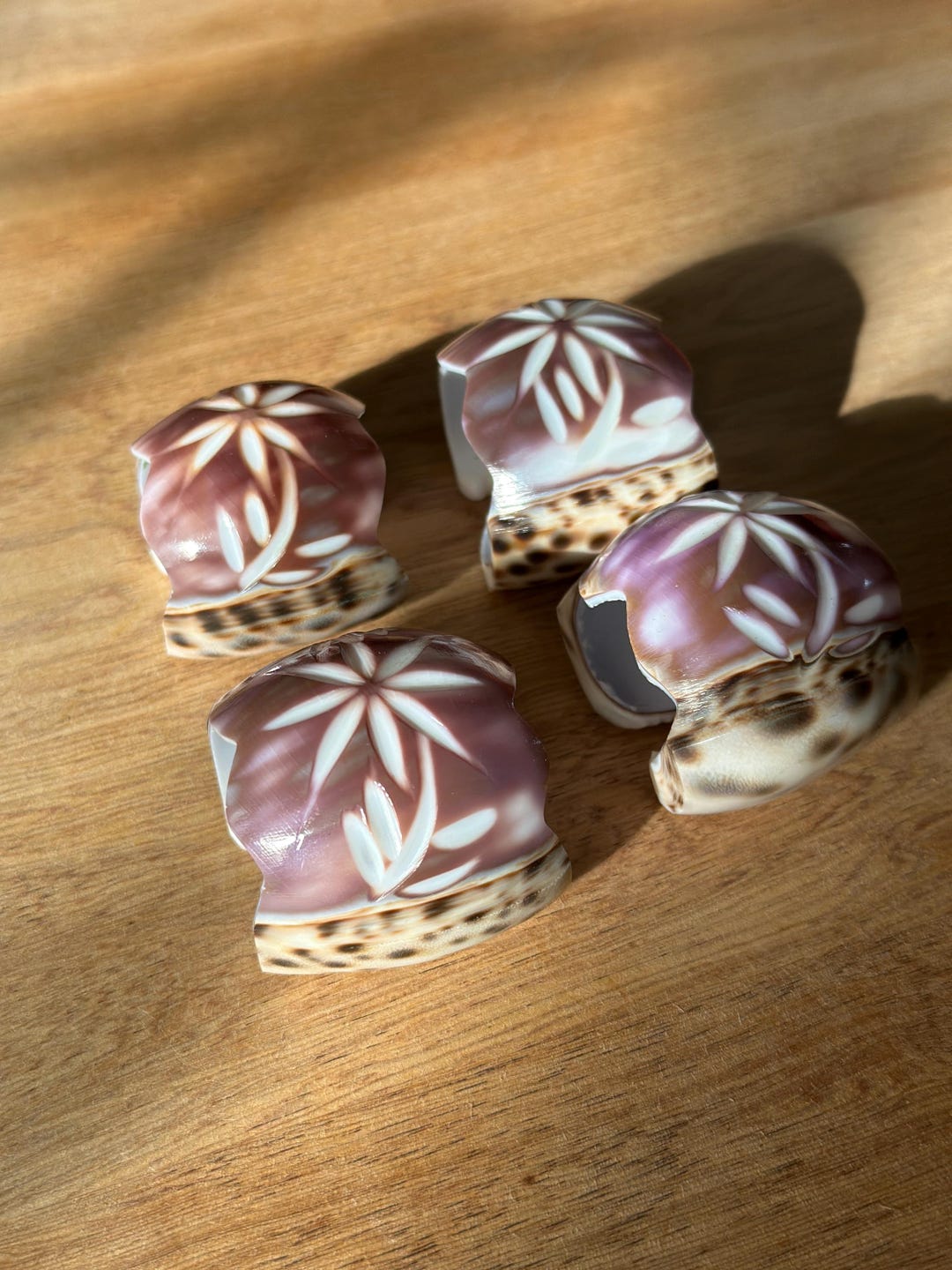 Tiger Spotted Cowrie Shell Napkin Rings Set of 4 - Etsy