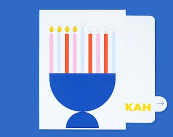 Shine Bright interaktive Chanukka-Karte: Menora-Kerzenlicht offenbaren
