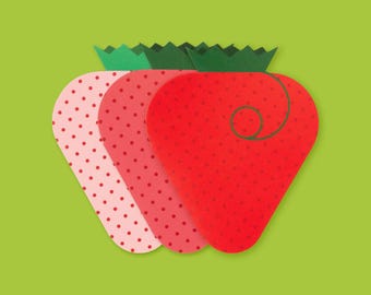 Mini Erdbeere Grußkarten Set von 6: leere Mini Grußkarten mit 3x3 Umschlag