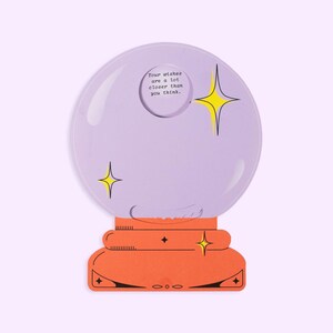 Carte d'anniversaire boule de cristal révélatrice de bonne aventure - Interactive avec des prédictions pré-écrites