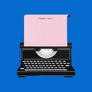 タイプライターサンキューカード: ポップアップインタラクティブグリーティングカード