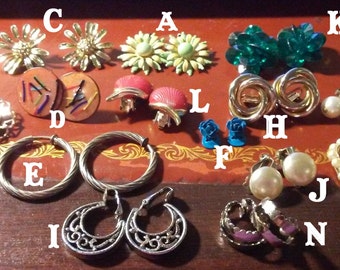 Clip-on and screw-on earrings - mostly 1960s vintage - choose a pair! - ADDED MORE choices!