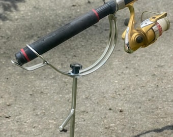 Porte Canne à Pêche Vintage Années 50 En Cuir Patiné - Décoration Cabine