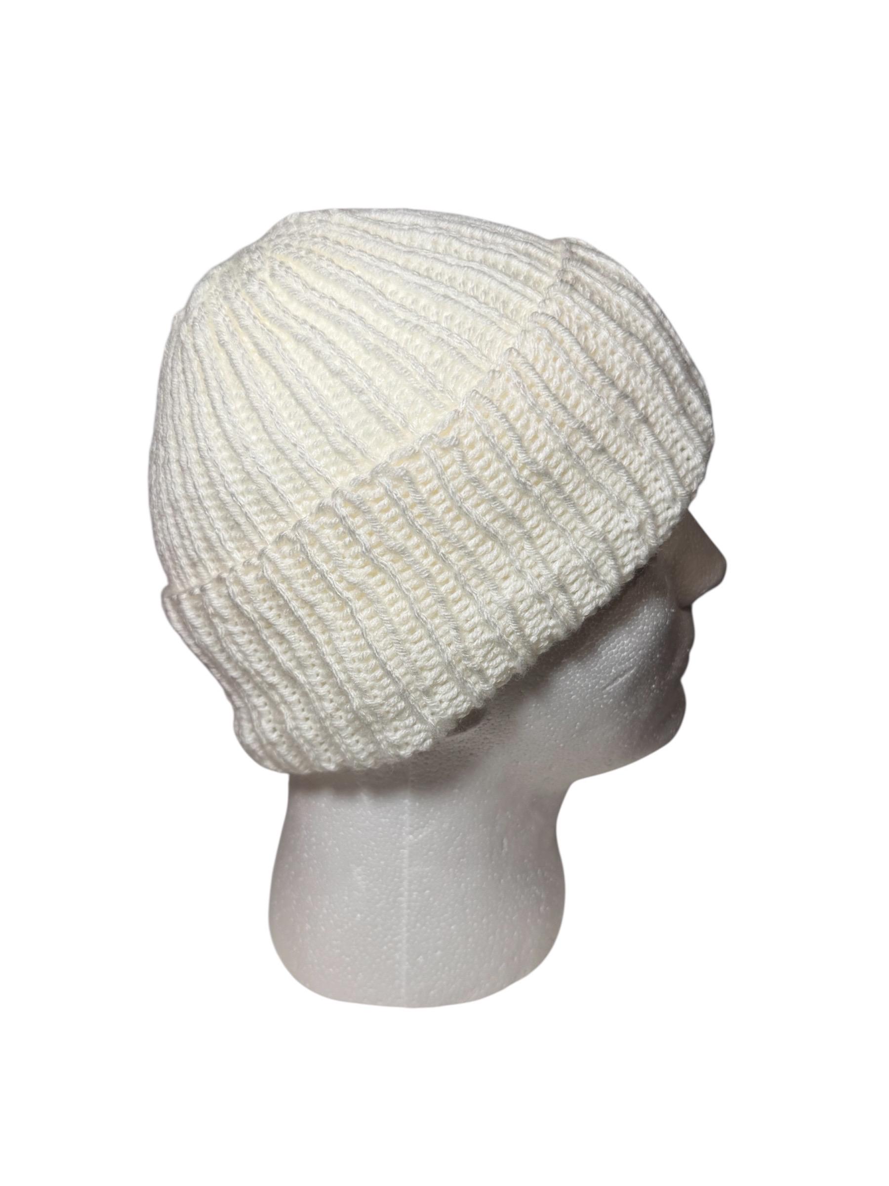 White Knit Beanie Handmade - Etsy