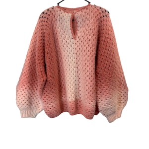 Pink Crochet Pullover Hexagon Cardigan