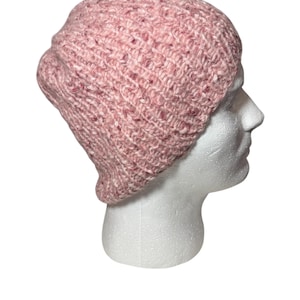 Pink Knit Beanie Handmade