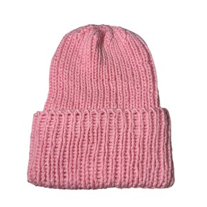 Pink Knit Beanie Handmade