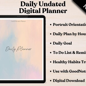 Daily Undated Digital Planner, Portrait, GoodNotes, iPad Planner