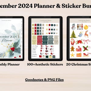 December 2024 Planner, Monthly Digital Planner + Digital Stickers, Portrait, Dated Monthly Weekly, iPad, GoodNotes
