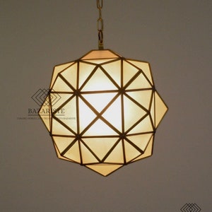 Milky Glass Pendant Light, Brass Ceilings Light, Moroccan Hanging Light, Brass Glass Light, Moroccan lamp.