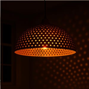 Perforated Copper Pendant Light, Aged Copper Dome Light, Kitchen Island, Rustic Hanging Light, Industrial Ceiling Lamp, Copper Lamp.