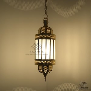 Glass Pendant Light - Moroccan Brass & Glass Hanging Lamp, Stylish Ceiling Fixture, Unique Home Decor, Artisan Crafted Lighting
