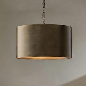 Drum Brushed Pendant Light, Bronze Drum Shade Pendant Lighting, Drum Pendant Shade, Pendant Lighting Fixtures, Pendant Lighting for Kitchen.