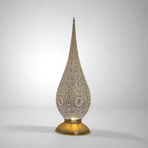 Moroccan Table Lamp - Authentic Handmade Brass Floor Lamp, Unique Desk & Home Decor Lighting, Stylish Standing Light