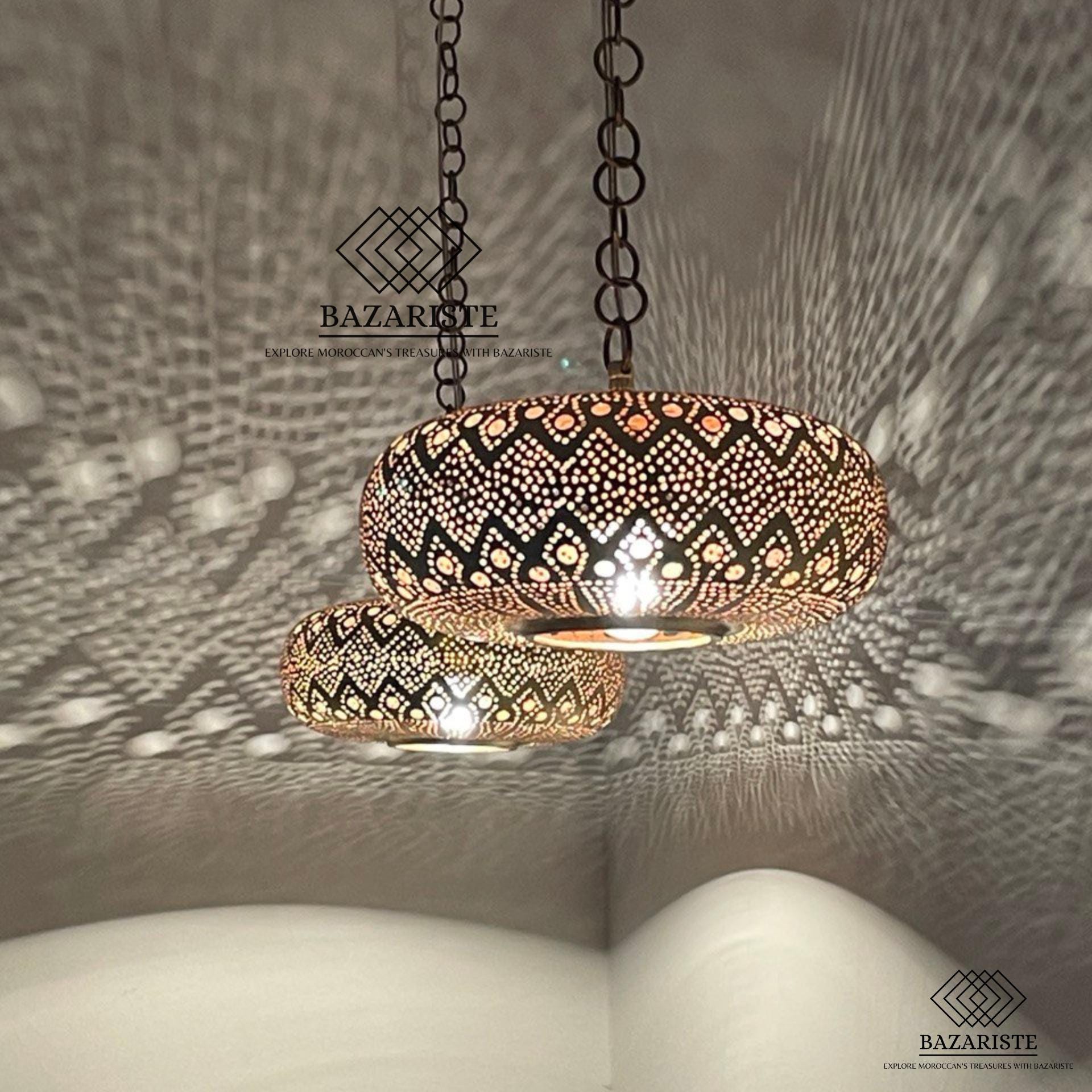 ヴィンテージ ペンダントランプ/クリスタルガラスとビーズ/フランス