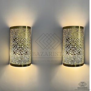 Set of 2 Moroccan Wall Sconce, Brass Wall Light, Moroccan Wall Light, Moroccan Light Wall, Moroccan Wall Lighting, Wall Light.