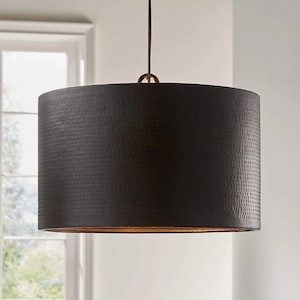 Drum Hammered Pendant Light, Black Drum Shade Pendant Lighting, Drum Pendant Shade, Pendant Lighting Fixtures, Pendant Lighting for Kitchen.