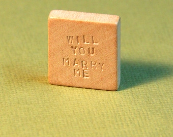 Will You Marry Me .. Vintage Blank Scrabble Tile .. Hand stamped .. Awesome unique marriage proposal .. engraved keepsake