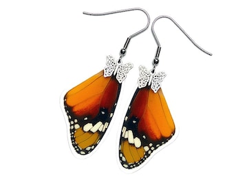 Real Butterfly Wing Earrings (Danaus Chrysippus Forewing - E200) - USD5 off Coupon Code: US5OFF (Min.Spend USD40) - Buy 2 Get 1 Free