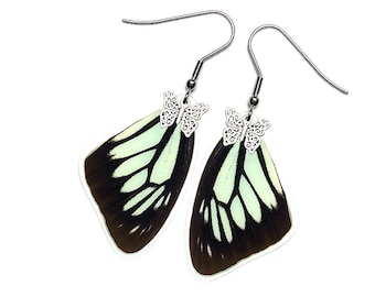 Handmade  Real Butterfly Wing Earrings (Pareronia Boebera Forewing - E202)- USD5 off Coupon Code: US5OFF (Min.Spend USD40)- Buy 2 Get 1 Free