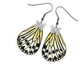 Real Butterfly Wing Earrings (Ideopsis Gaura Hindwing - E195) - USD5 off Coupon Code: US5OFF (Min.Spend USD40) - Buy 2 Get 1 Free