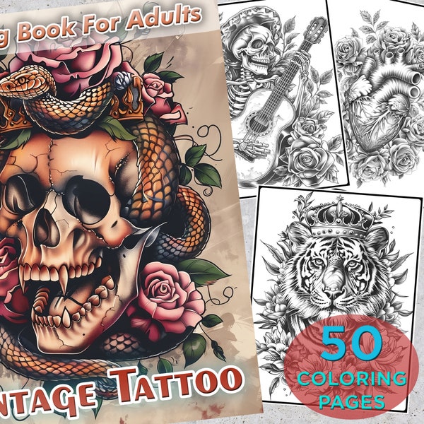 Tattoo Coloring Book - Etsy