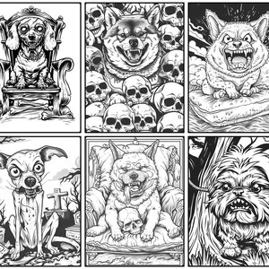 50 Horror Dog Printable Coloring Pages for Adults | PDF Coloring Book ...