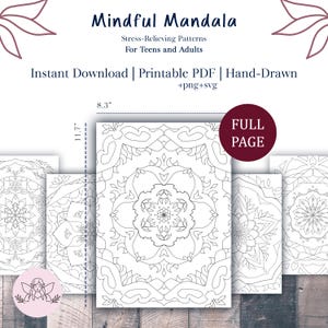 Adult Coloring Pages Downloadable | PDF PNG | Mandala Coloring Book | Adult Coloring Pages for Summer | Mandala Book Adult | Mandala Vector