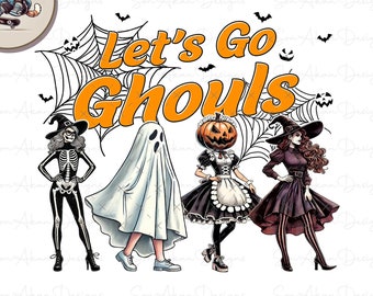 Lets Go Ghouls PNG: Retro Halloween Shirt Sublimation (Digital Download)