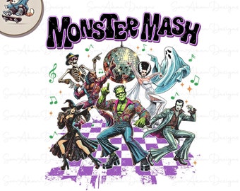 Retro Monster Mash PNG: Funny Halloween Shirt Design (Digital Download)