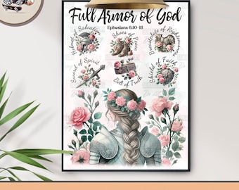 Volle Rüstung Gottes, DIGITAL-PRINT!, Epheser 6:13-17, Bibel Druck, Jesus Kunst, Bibel Poster, Rüstung Gottes, Bibelverse, Schild des Glaubens