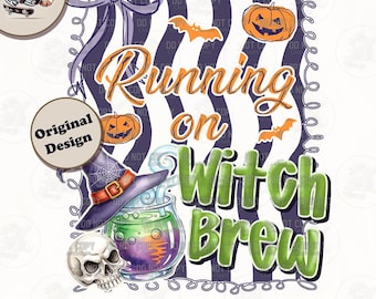 Witch Brew Halloween PNG: Spooky Coffee Skull Design (Digital Download