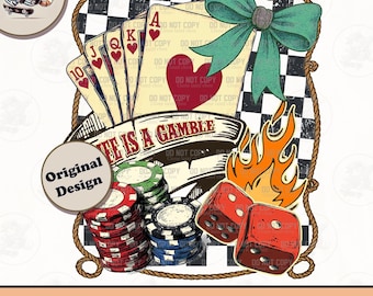Retro Western Gamble PNG: Coquette Cowboy Clipart (Digital Download)