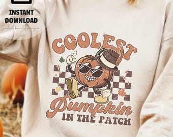 La citrouille la plus cool du monde PNG : design rétro automnal (téléchargement numérique)