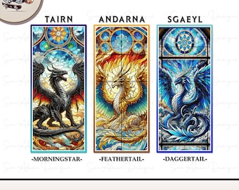 Fourth Wing Stained Glass Dragon PNG: Tairn, Andarna, Sgaeyl (Digital Download)