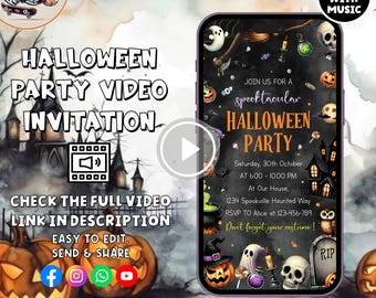 Animated Halloween Party Video Invitation: Gothic Rose Ecard (DIY Editable)